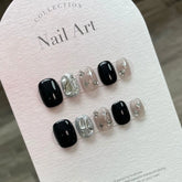 Ingvn 10Pcs Short Sweet and Cool Handmade Press On Nails Full Cover Design Round Head Fake Nail Artificial Manicure Wearable Nail Tips