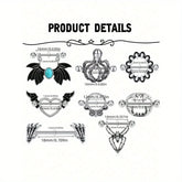 Ingvn 2pcs Halloween Elements Nipple Ring Nipple Piercing Jewellery Skeleton Hand Spider Heart Bat Wings Tight Spell Teeth Octopus