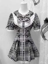 Ingvn Sweet Bow Slim Shorts Set Women Subcultural Y2k E-girls Mini Dress Tops Lolita Japanese Style Fashion Plaid Dress Suit Chic