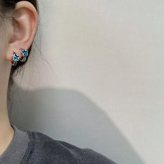 Ingvn New Trendy Cute Sweet blue star Hoop Earrings for Women Girls Simple Fashion Vintage Earrings Aesthetic Jewelry Y2K Gift