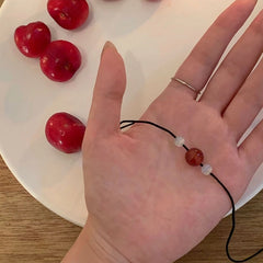 New Fashion Vintage Red Stone Pendant Rope Chain Adjustable Necklaces for Women Clavicle Chain Neck Trend Aesthetic Jewelry