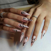 24pcs Glossy Black Fake Nails Set Press On Nail Tips Solid Color Long Stiletto Removable Artificial Nails Decoration Nail Art