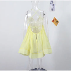 Ingvn Mini Dresses Sexy Sleeveless Backless Lace-up Dress Chic Ladies Holiday Beachwear