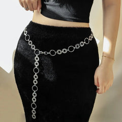 Ingvn Fashion Metal Waist Chain Belt Adjustable Body Link Belts Circular Ladies Fashion Chain for Jeans Dress