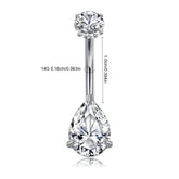 Ingvn 14G 10mm Stainless Steel Belly Button Rings, Round Droplet Cubic Zirconia Belly Rings, Belly Barbell Piercing Navel Piercings