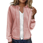 Ingvn Women's S-2XL size European and American women's zippered hooded cardigan long sleeved hoodie jacket Women's clothing