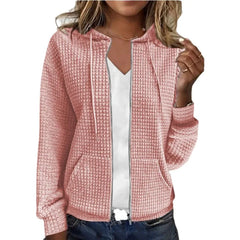 Ingvn Women's S-2XL size European and American women's zippered hooded cardigan long sleeved hoodie jacket Women's clothing
