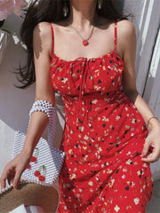 Ingvn Retro Square Collar Floral Print Vacation Long Dress Women's Strapless Gown Chenopod Fabric Upgrade Spring Summer
