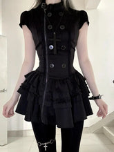 Ingvn Y2K Aesthetic Harajuku Dress Women Vintage Slim Black Mini Dress Gothic Punk Female Daily