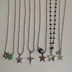 Korean Fashion Chains Star Pendant Necklaces Punk Aesthetic Jewelry Boho Necklace for Women Goth Jewelry Y2K Grunge Rock