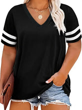 Ingvn Plus Size 1XL-8XL Women's Casual V-neck Short Sleeved Solid Color Loose T-shirt Sports Outdoor Top Women Clothing
