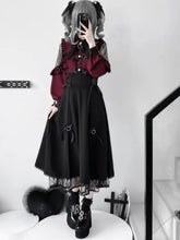 Ingvn Japanese Lolita Lace Patchwork Shirts Women + New Slim high Waist Midi Black Skirts sweet kawaii Two Piece Sets
