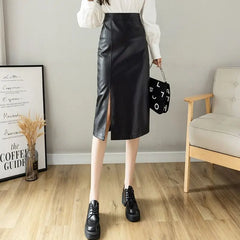 Ingvn Mid-length New Style for Spring Autumn High-waisted Slimming Slit Versatile Hip-hugging Skirt