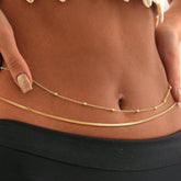 Ingvn Women's Gold Waist Chain, Multi-Layer Belly Chain, Sexy Bikini Beach Waist Beaded Chain, Waterproof Body Chain,