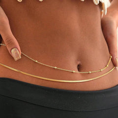 Ingvn Women's Gold Waist Chain, Multi-Layer Belly Chain, Sexy Bikini Beach Waist Beaded Chain, Waterproof Body Chain,