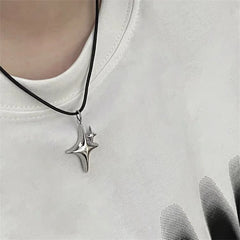 Minimalist Star Cross Stainless Steel Pendant Necklace for Women Men Punk Hip Hop Unisex Neck Chain Y2K Fashion Jewelry Gifts