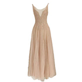 Ingvn French Elegant Temperament Lace Embroidered Mesh Spliced Sleeveless V-neck High Waist Slim Long Evening Dress Women Summer