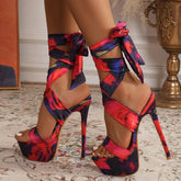 Ingvn Model Catwalk 16CM Super High Heels Platform Sandals For Women Sexy Open Toe Banquet Party Stripper Pole Dance Shoes Red