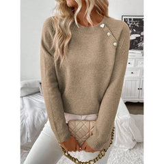 Ingvn - New Women's Clothing Casual Diagonal Pullovers Button Knitted Sweater