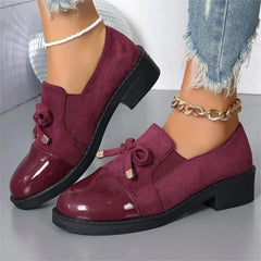 Ingvn Plus Size 36-43 Shoes for Women Spring Autumn Fashion Office Pumps Bow Tie Round Toe Square Heel Platform Shoes Zapatos De Mujer