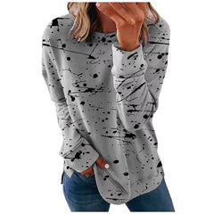 Ingvn - New Autumn European and American Women's Thickened Printed Loose - Fit Pullover Sweatshirt with Crew Neck and Long Sleeves