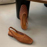 Ingvn New Women Hollow Out Woven Mary Jane Low Heels Breathable Mesh Slip on Casual Summer Beach Women Shoes