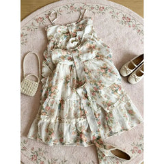 Ingvn Harajuku Retro Lolita Mini Dress Women Y2K Spaghetti Strap Lace Spliced Sweet Girl Casual Party Dresses New