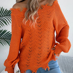 Ingvn Autumn Winter Women's Clothing Solid Off Shoulder Long Sleeve Pullover Sweater Streetwear Knitwear For Woman Acrylic Regular