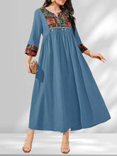 Ingvn Fashion Women's V-neck Printed Long Maxi Dress Ladies V-neck Comfortable Long Sleeved Ankle Length Dress