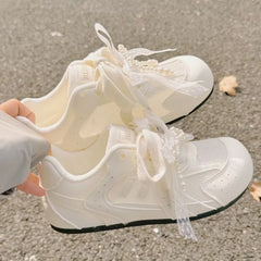 Ingvn Stylish Women's White Sneakers Summer New Breathable Mesh Shoes Thin Soft Sole Comfortable Versatile Casual Light Shoes