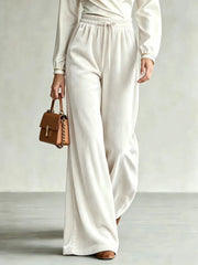 Ingvn - New Fashion Solid Color Versatile Wide Leg Long Pants Autumn Winter Elastic Waist Women Trousers Office Lady Casual Loose Pants
