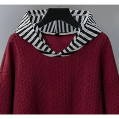 Ingvn Plus Size 1XL-5XL New Women's Casual Striped Long Sleeve Hoodies Pullover Both Comfort and Fashion Showcasing Youthful Vitality