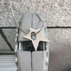 Ingvn Y2K Irregular Hollow Star Pendant Stainless Steel Necklace for Women Men Unisex Punk Hip Hop Trending Neck Chain Jewelry
