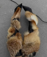 Ingvn - Winter Fashion Rabbit Fur Belt Buckle Fasten Knee Boots Pointed Toe Thin High Heels Woman Fur Wrapped Boots