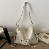 Ingvn - American Retro Y2k Metal Belt PU Large Capacity Storage Bag Tote Bags Shoulder Bag Woman Bags Crossbody Bags Purse