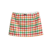 Ingvn 2 colors Autumn High Waist Tweed Colored Plaid Skirt Women Back Zipper Package Hips A lined Mini Skater Party Femme