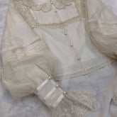 Ingvn Vintage Lolita Shirt Japanese Women Elegant Sweet Lace Ruffle Embroidery Long Sleeve Blouse Y2k Aesthetic Clothes Tops