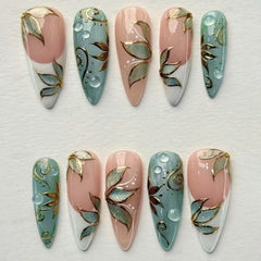 Ingvn 24Pcs Stiletto Nails Press on Long Purple Gradient Butterfly Moon Pattern Fake Nail Tips Detachable Glitter Almond False Nails