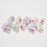 10pcs Handmade Summer Press On Nails Short Fake Nails Ballerina Love Stars Patterned Fake Nail Cute Nail Art Sweet Fake Nails