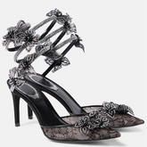 Ingvn Fashion Mesh Lace Fowers Women Pumps Sandals Sexy Snake Coild Rhinestones Stiletto High heels Summer Autumn Wedding Prom Shoes