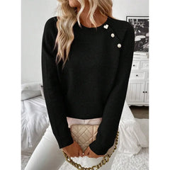 Ingvn - New Women's Clothing Casual Diagonal Pullovers Button Knitted Sweater