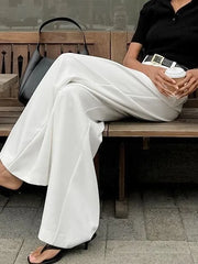 Ingvn Autumn Winter Women's Clothing High Waist Wide Leg Pants Casual Workwear Long Trousers Polyester Fiber Comfort Fit Full Length