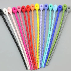 Ingvn 3 PCS Durable Candy Colors Silicone Tie Tadpole Shape Silicone Material Key Lanyard Reusable Bag Accessories Lanyard Wire Bundle
