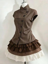 Ingvn Retro Sweet Two Piece Set Women Plaid Short Sleeve Shirt High Waist Pleated Skirt Y2K Harajuku Hot Girl Summer