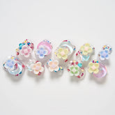 10pcs Handmade Summer Press On Nails Short Fake Nails Ballerina Moon Flower Patterned Fake Nail Cute Nail Art Sweet Fake Nails