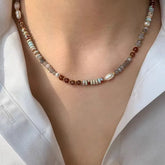Ingvn Pure Handmade Woven Natural Stone Beadeds Chain Pearl Pendant Necklace Luxurious Accessories For Women's Necks Fashion Jewelry