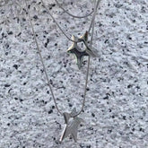 Ingvn Y2K Irregular Hollow Star Pendant Stainless Steel Necklace for Women Men Unisex Punk Hip Hop Trending Neck Chain Jewelry