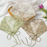 Ingvn Casual Vintage Lace Flower Hair Scarf Cute Thin White Bandanas for Women Chic Style Bohemian Triangle Head Scarf Photography