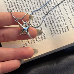 Minimalist Star Cross Stainless Steel Pendant Necklace for Women Men Punk Hip Hop Unisex Neck Chain Y2K Fashion Jewelry Gifts