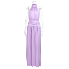 Ingvn Winter Women's Clothing Sexy Backless Slit Long Dress For Woman Polyester Spaghetti Strap Elegant Evening U Neck Loose Maxi